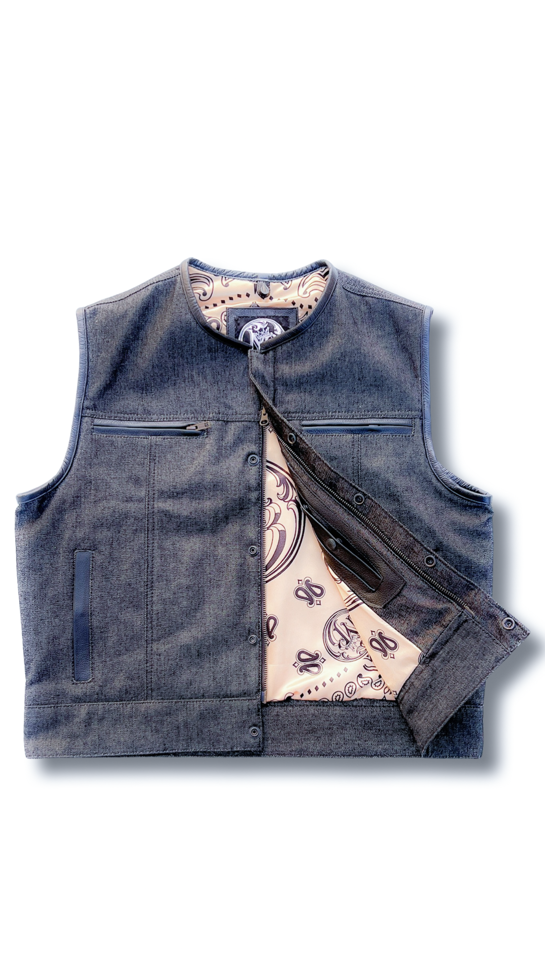 Traditional “Riders” Vest - Black Denim