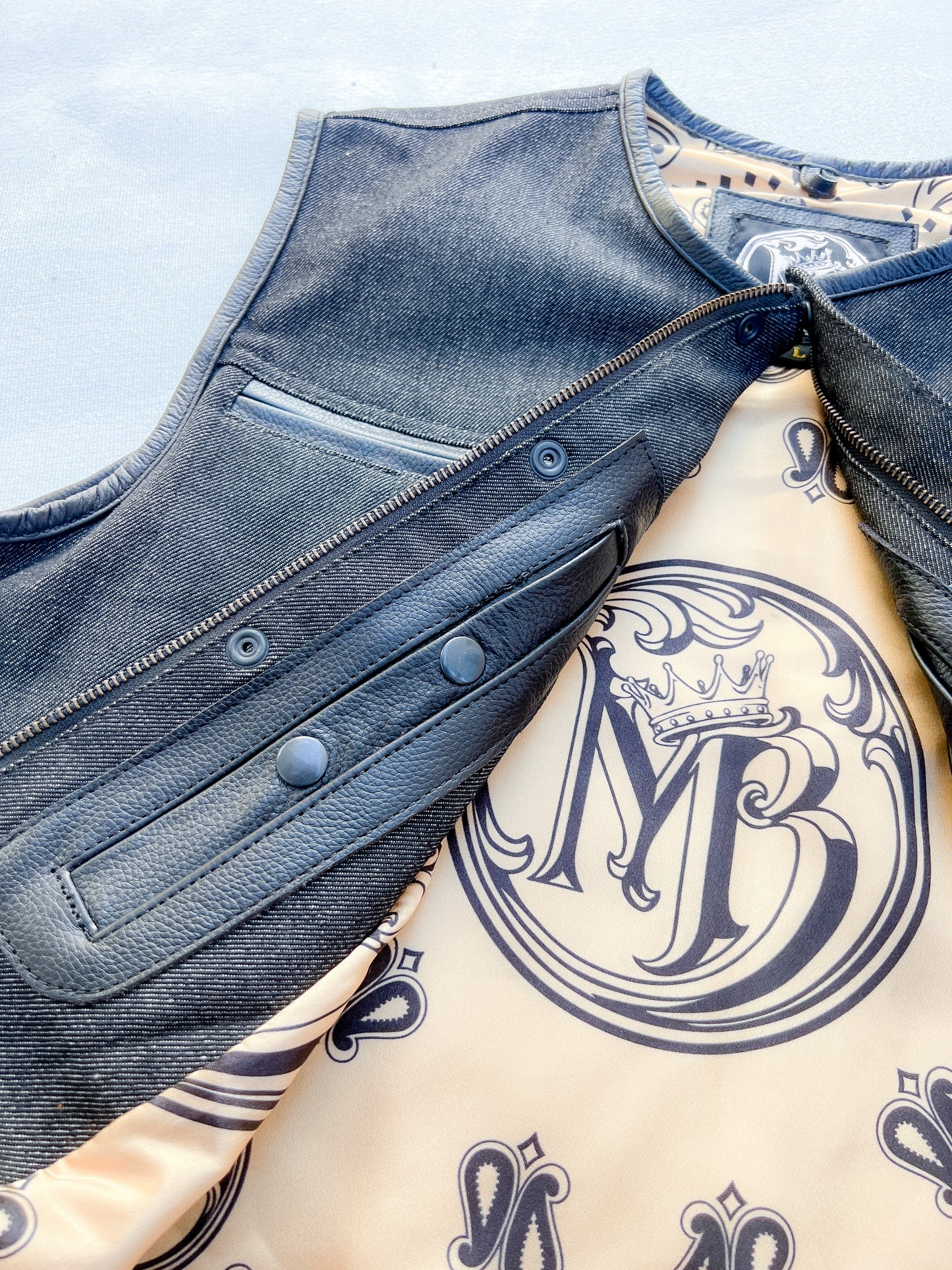Traditional “Riders” Vest - Black Denim