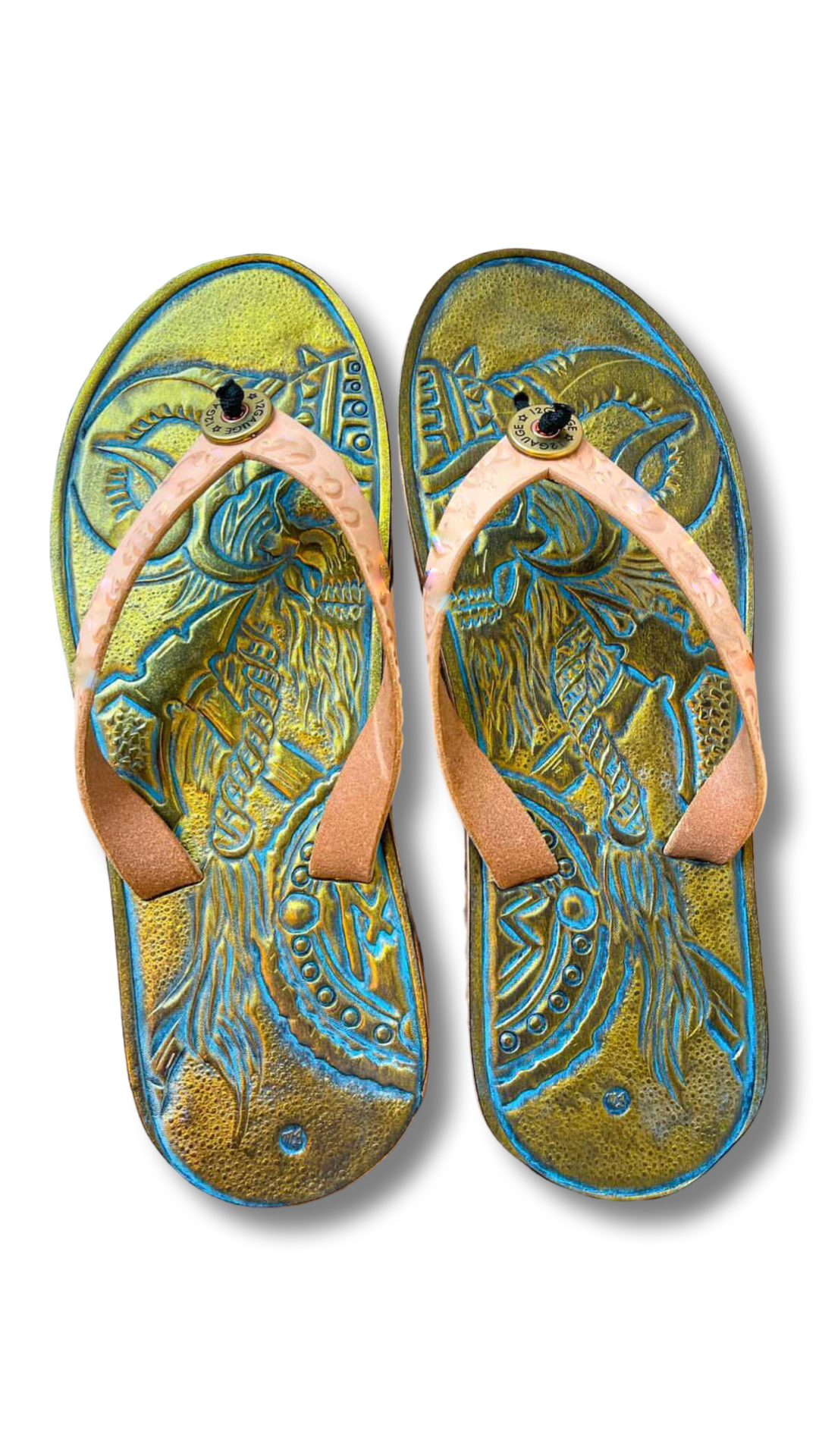 Custom Hand Tooled Flip Flops