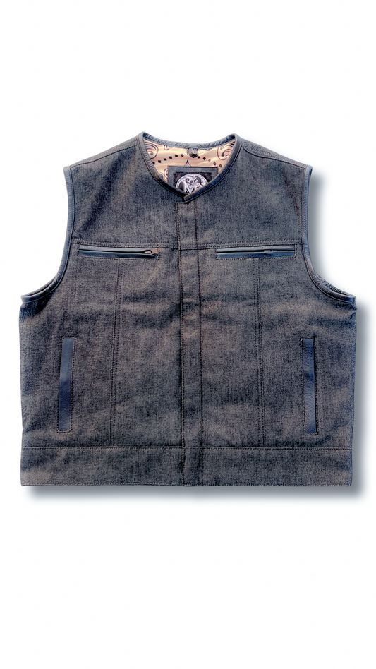 Traditional “Riders” Vest - Black Denim
