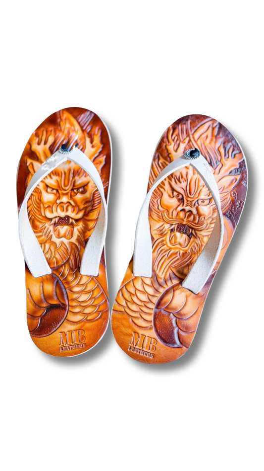 Custom Hand Tooled Flip Flops
